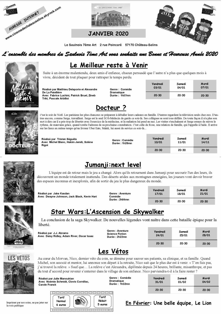 les films de janvier 2020 à Château-Salins
